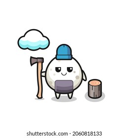 Character cartoon of onigiri as a woodcutter , cute style design for t shirt, sticker, logo element