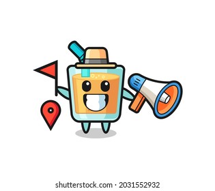 Character cartoon of orange juice as a tour guide , cute style design for t shirt, sticker, logo element