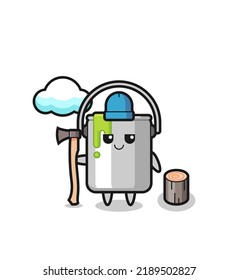 Character cartoon of paint tin as a woodcutter , cute style design for t shirt, sticker, logo element