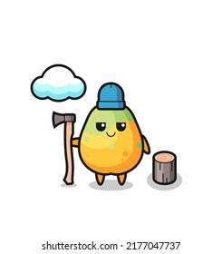 Character cartoon of papaya as a woodcutter , cute style design for t shirt, sticker, logo element