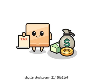 Character cartoon of pizza box as a accountant , cute design