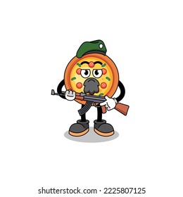 Character cartoon of pizza as a special force , character design