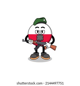 Character cartoon of poland flag as a special force , character design
