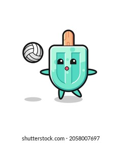 Caricatura de personajes de los paladares es jugar al voleibol, diseño lindo