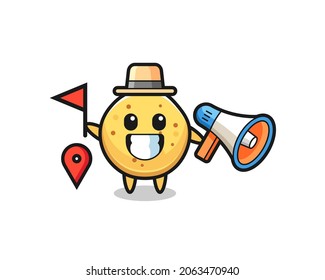 Character cartoon of potato chip as a tour guide , cute design