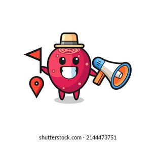 Character cartoon of prickly pear as a tour guide , cute design