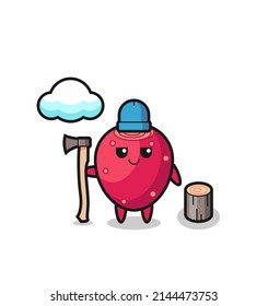 Character cartoon of prickly pear as a woodcutter , cute design