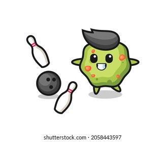Character cartoon of puke is playing bowling , cute style design for t shirt, sticker, logo element