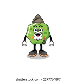Caricatura de personajes de puke como veterano, diseño de personajes
