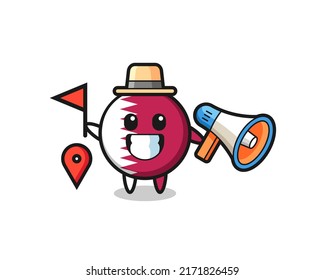 Character cartoon of qatar flag badge as a tour guide , cute style design for t shirt, sticker, logo element
