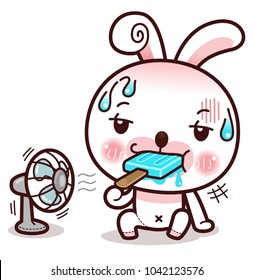 Character Cartoon Rabbit Emotion Summer Hot Stock Vector (Royalty Free)  1042123576 | Shutterstock