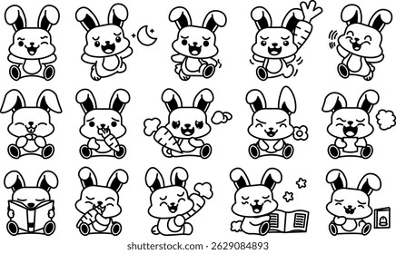 character cartoon rabbit vector outline