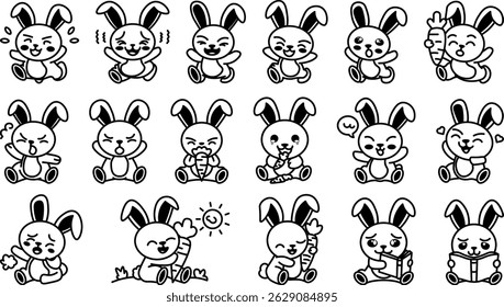 character cartoon rabbit vector outline