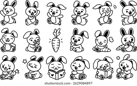 character cartoon rabbit vector outline