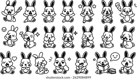 character cartoon rabbit vector outline