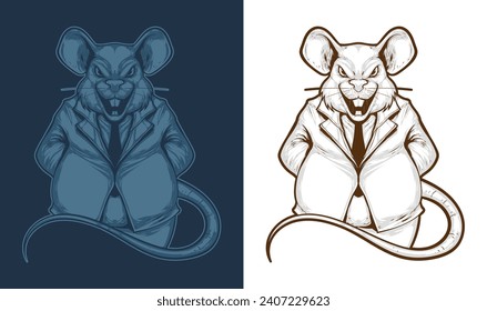 character Cartoon rat with angry expression