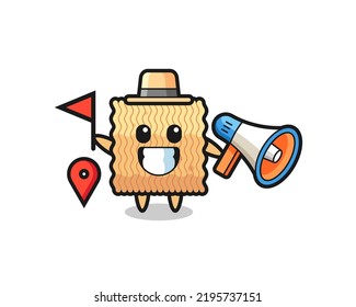 Character cartoon of raw instant noodle as a tour guide , cute style design for t shirt, sticker, logo element