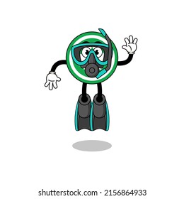 Character cartoon of recycle sign as a diver , character design