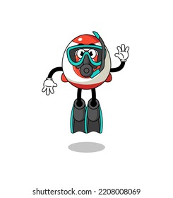 Charakterkartoon der Rakete als Taucher , Charakterdesign