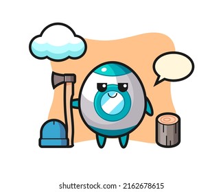 Character cartoon of rocket as a woodcutter , cute style design for t shirt, sticker, logo element