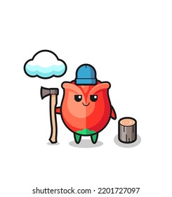 Character cartoon of rose as a woodcutter , cute design