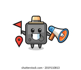 Character cartoon of safe box as a tour guide , cute style design for t shirt, sticker, logo element