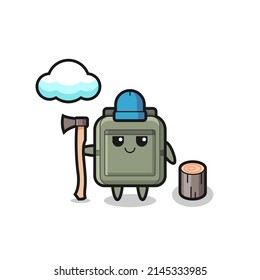 Character cartoon of school bag as a woodcutter , cute design
