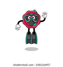 Character cartoon of sealing wax as a diver , character design