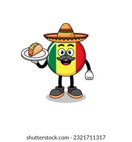 Character cartoon of senegal flag as a mexican chef , character design