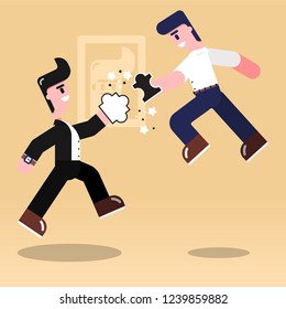 Character cartoon set of jigsaw concept. Isolate Flat design. All parts can be moved.