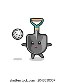 Character cartoon of shovel is playing volleyball , cute design
