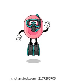 Character cartoon of soap as a diver , character design