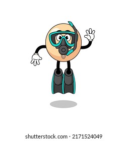 Character cartoon of soy bean as a diver , character design