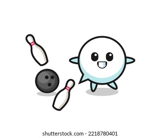 Character cartoon of speech bubble is playing bowling , cute design