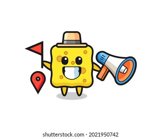 Character cartoon of sponge as a tour guide , cute style design for t shirt, sticker, logo element