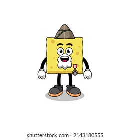 Character cartoon of sponge as a veteran , character design
