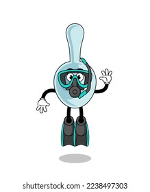 Character cartoon of spoon as a diver , character design