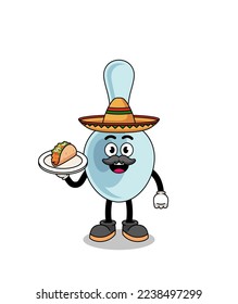 Character cartoon of spoon as a mexican chef , character design