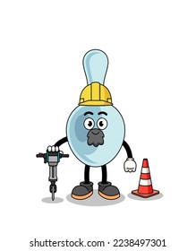 Caricatura de personajes de cuchara trabajando en la construcción de carreteras , diseño de personajes