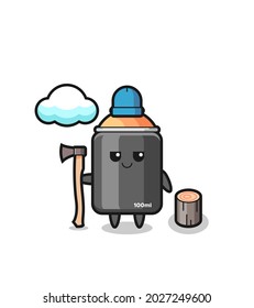 Character cartoon of spray paint as a woodcutter , cute style design for t shirt, sticker, logo element