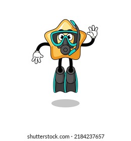 Character cartoon of star as a diver , character design