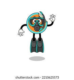 Character cartoon of sticker as a diver , character design