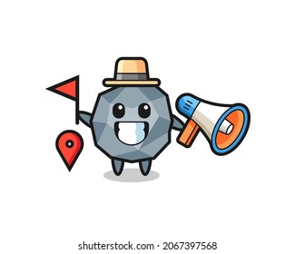 Character cartoon of stone as a tour guide , cute style design for t shirt, sticker, logo element