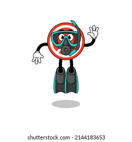 Character cartoon of stop sign as a diver , character design
