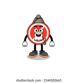 Character cartoon of stop sign as a veteran , character design