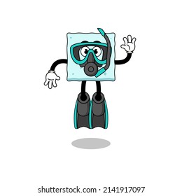 Character cartoon of sugar cube as a diver , character design