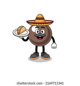 Character cartoon of tapioca pearl as a mexican chef , character design
