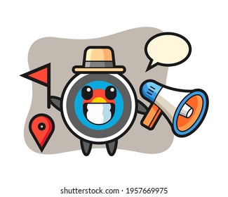 Character cartoon of target archery as a tour guide, cute style design for t shirt, sticker, logo element
