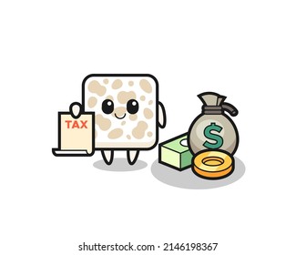 Character cartoon of tempeh as a accountant , cute design