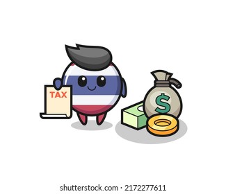 Character cartoon of thailand flag badge as a accountant , cute style design for t shirt, sticker, logo element